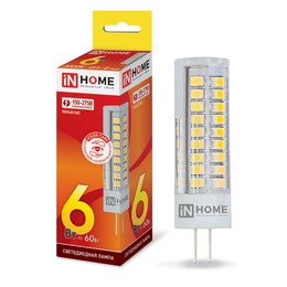 Лампа сд LED-JCD-VC 6Вт 230В G4 3000К 540Лм IN HOME
