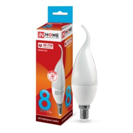 Лампа сд LED-СВЕЧА НА ВЕТРУ-VC 8Вт 230В Е14 4000К 720Лм IN HOME