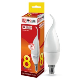 Лампа сд LED-СВЕЧА НА ВЕТРУ-VC 8Вт 230В Е14 3000К 720Лм IN HOME